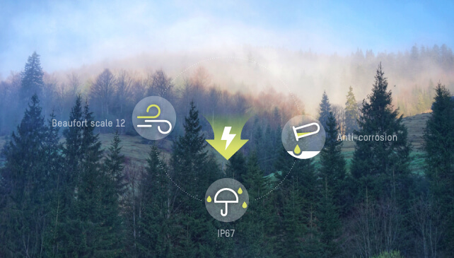 Hikvision solar-powered cameras are designed to operate outdoors in volatile conditions, including inclement weather.